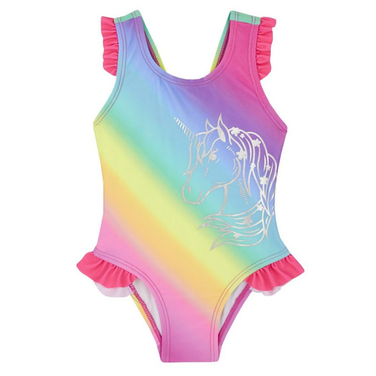 Picture of 09C029-09C029: BABY GIRLS RAINBOW UNICORN SWIMSUIT (3-24 MON